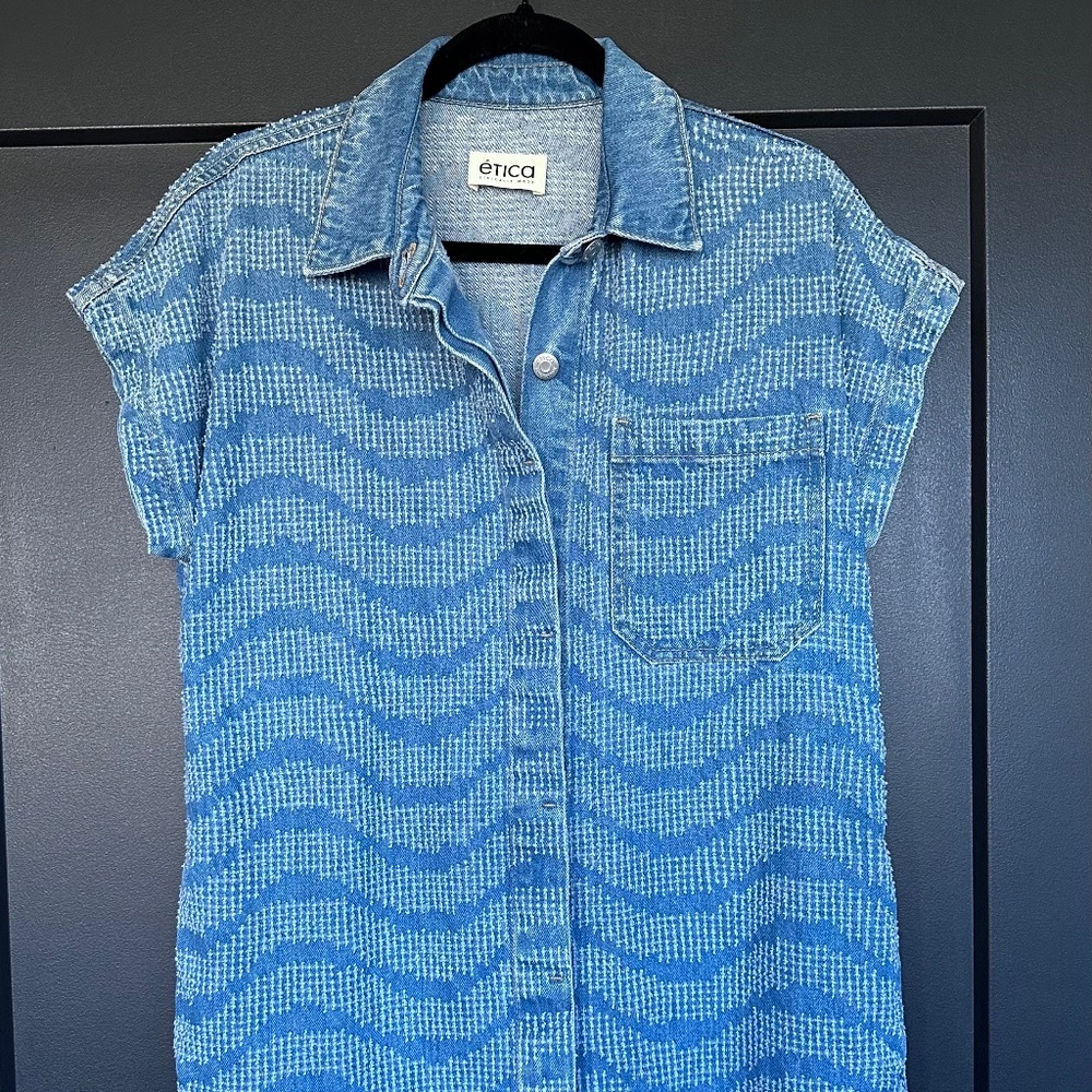 NWOT | ETICA DENIM | Etica Pricilla Denim Shirt Dress Peninsula - Picture 5 of 10
